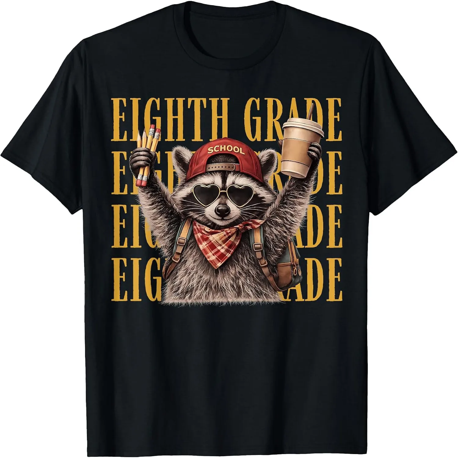 Funny Eighth Grade Teacher Feral Raccoon Back to School T-Shirt