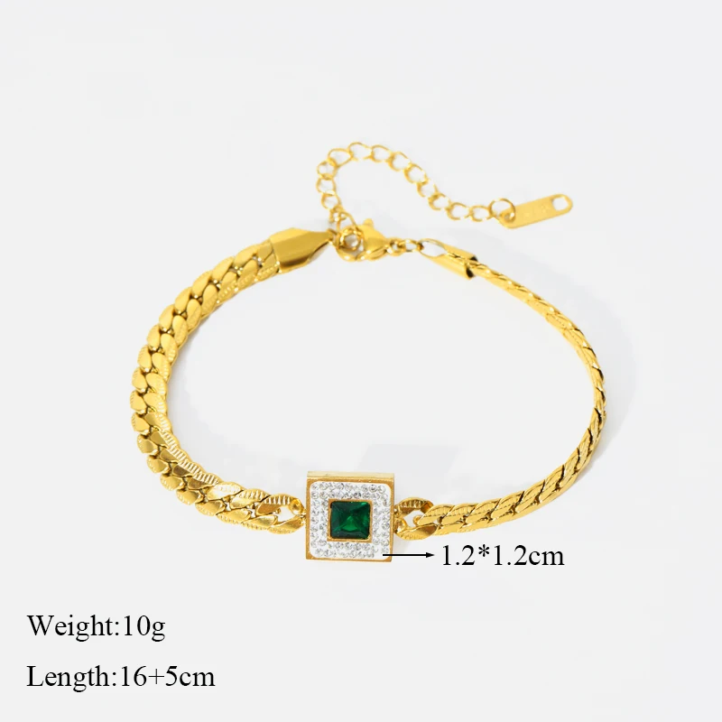 EILIECK 316L Edelstahl Grünes Kleeblatt Zirkon Halskette Armband Ohrringe Trendy Für Frauen Neues Party-Geschenk Luxus-Schmuck 3er-Set – Detail 19