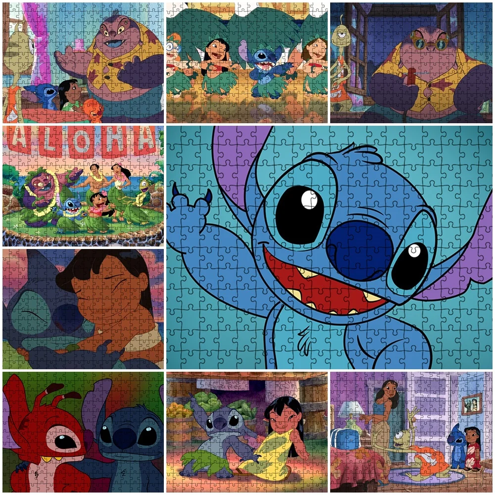 

Lilo & Stitch Diy Jigsaw Puzzle 1000 Pieces Disney Characters Jigsaw Puzzles for Adult Kids Educational Puzzle Gifts Home Decor