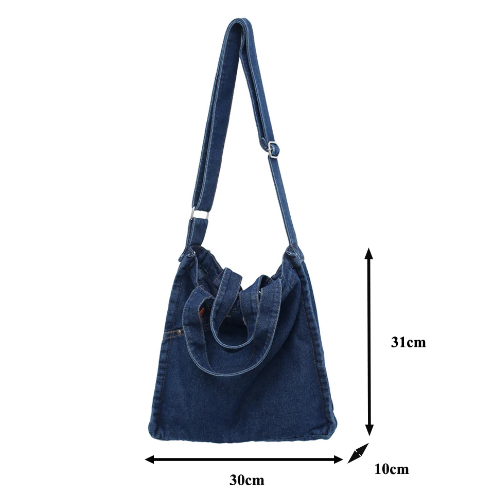 2023 Denim Women\'s Bag Jeans Shoulder Cross Bags Unisex Shopping Eco Bag Korean Canvas Messenger Bag Y2K Student Tote Handbags