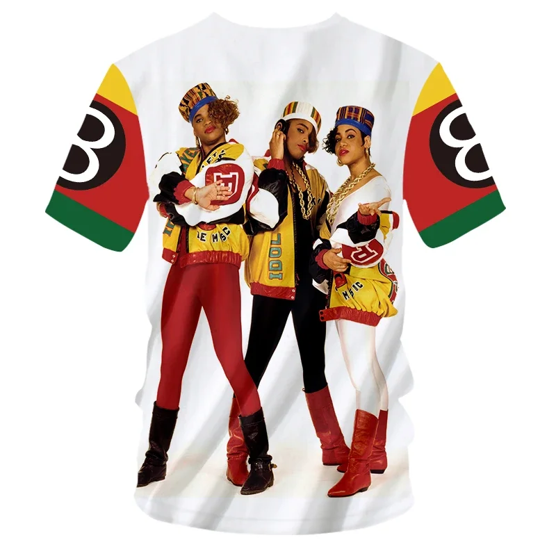 Męska dzianina 3D gwiazda moda na zamówienie z Salt-n-Pepa-8-ball-O dekoltem T-shirt Plus Size na co dzień z krótkim rękawem