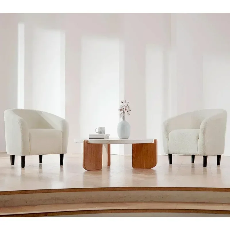 

l Barrel Chairs, Furry Accent Chairs, Sherpa Cozy Modern with Soft Padded Armrest, Fuzzy Club Chair ，Set of 2