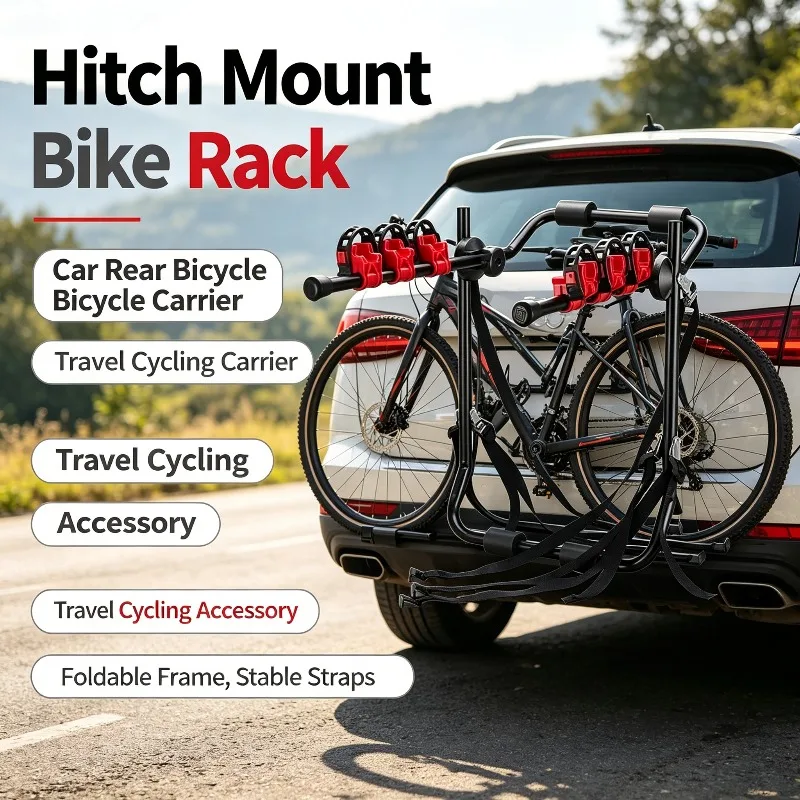 Sturdy 3 Bike Rear Mount Bicycle Rack Arm Type Bike Luggage Carrier For Sedan SUV Hatchback Car Transport