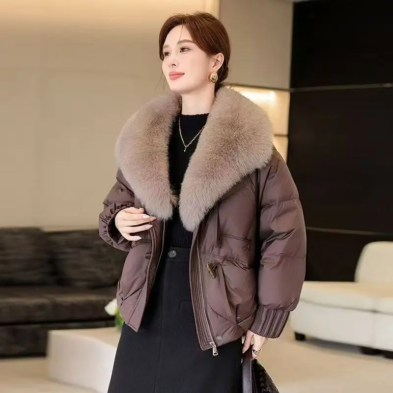 

FL Winter New Warm Thicke Parka Coat Removable Fur Collar Loose Bread Coat Loose Chic Down Cotton-Padded Coat Women's Outwear