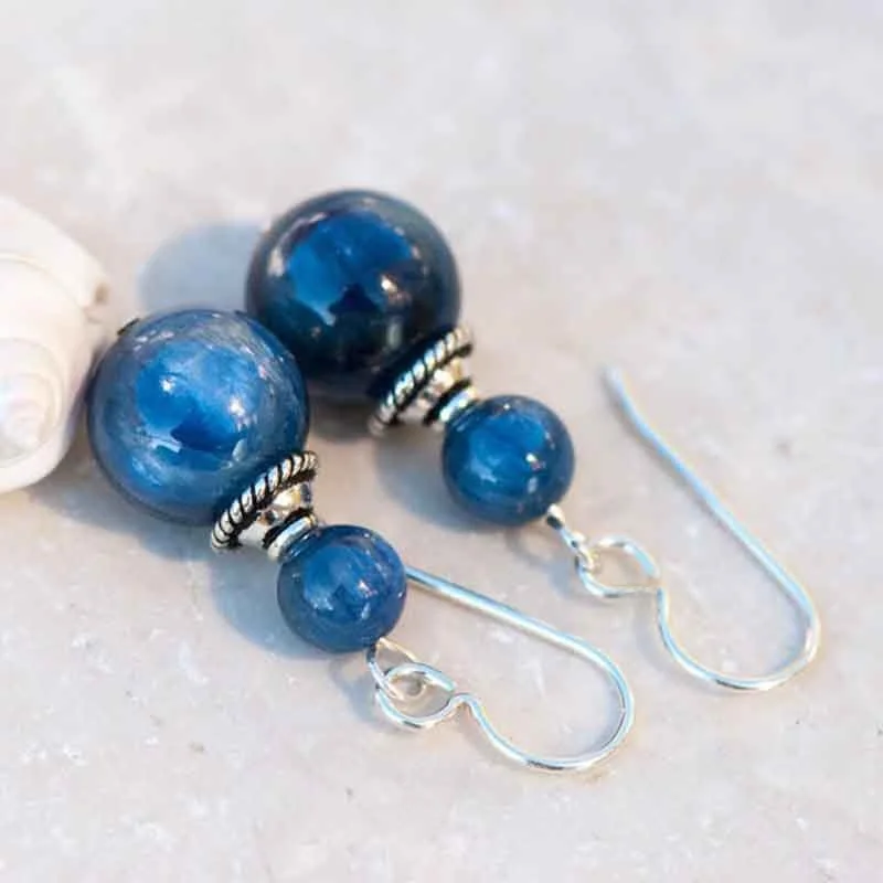 أقراط نسائية عصرية بتصميم ريترو أزرق، مجوهرات أنيقة، أقراط متدلية بقلادة خرز دائرية، مصنوعة من سبيكة معدنية مرصعة بأحجار كريم...