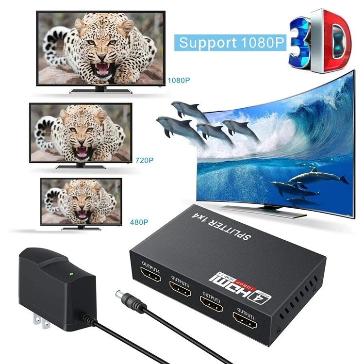 Разветвитель HDMI 1x4, разветвитель HDMI 1 в 4, разветвитель 1080P HD HDMI, разветвитель, дублирующий экран для ПК, HDTV, DVD, PS3, Xbox