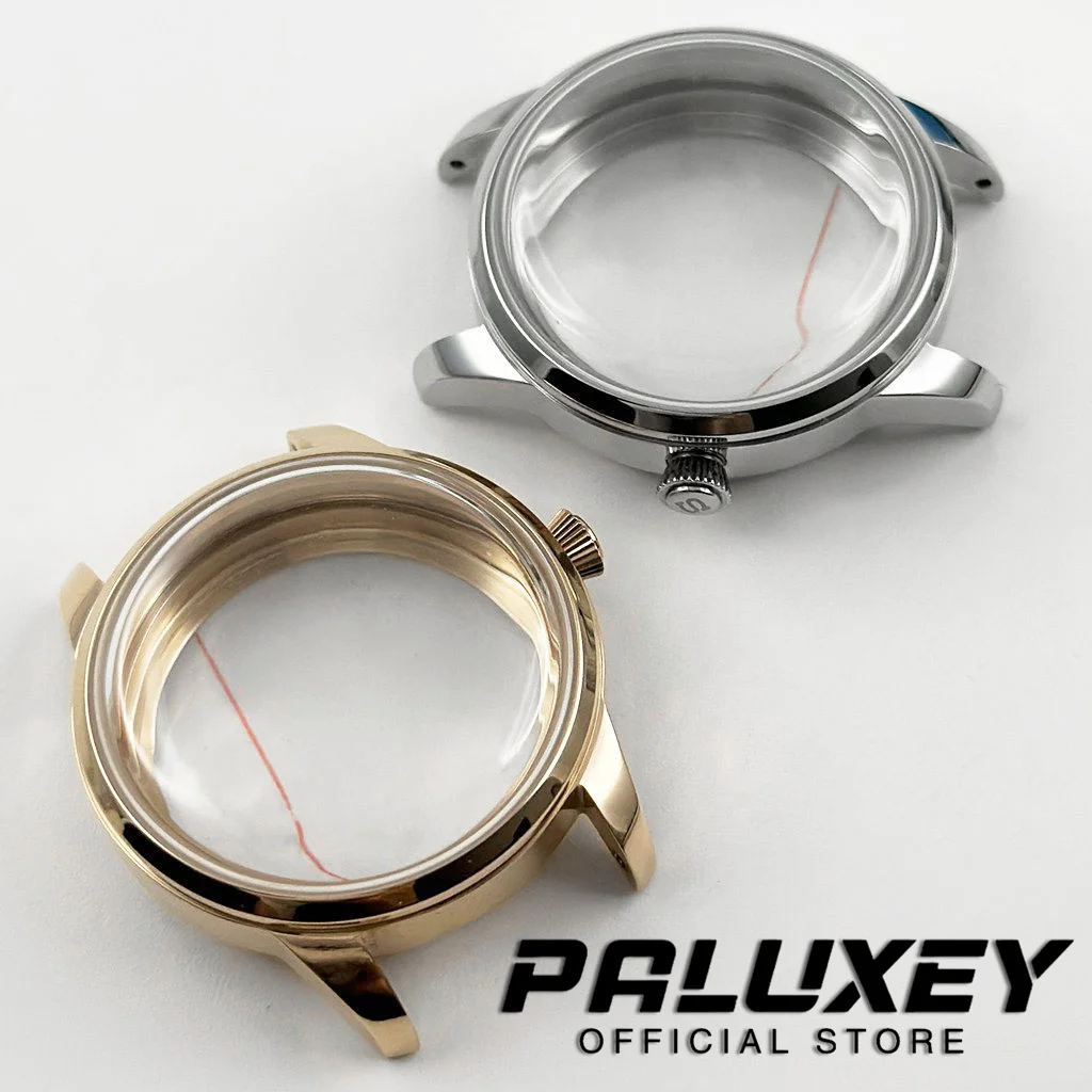 33mm Cocktail Watch Case Fit for NH38 NH35 Automatic Movement Arch Glass Transparent Backcover Steel Silver Case Suit 29mm Dial