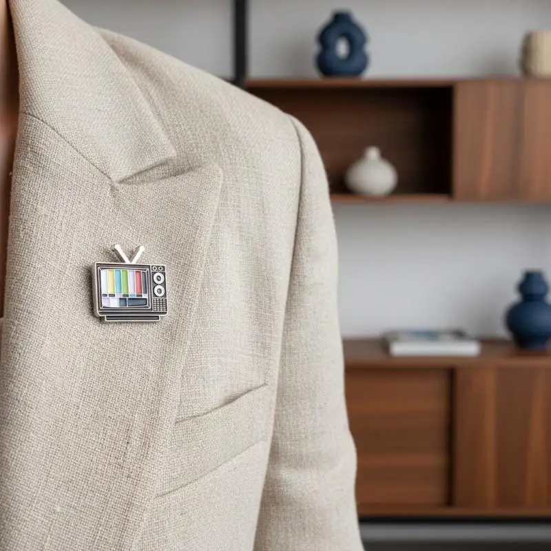 Creative TV No Signal Brooch Colourful Enamel Pins Fun Television Badge Jewelry Gift for Friends Parents Nostalgic Accessories
