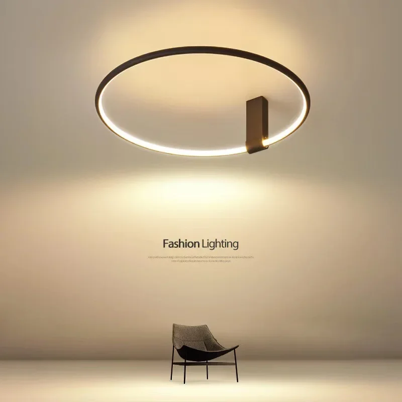 Modern Circular Minimalism Led Chandelier for Living Dining Room Corridor Lamp Bedroom Home Decor Luster Pendant Light Fixture