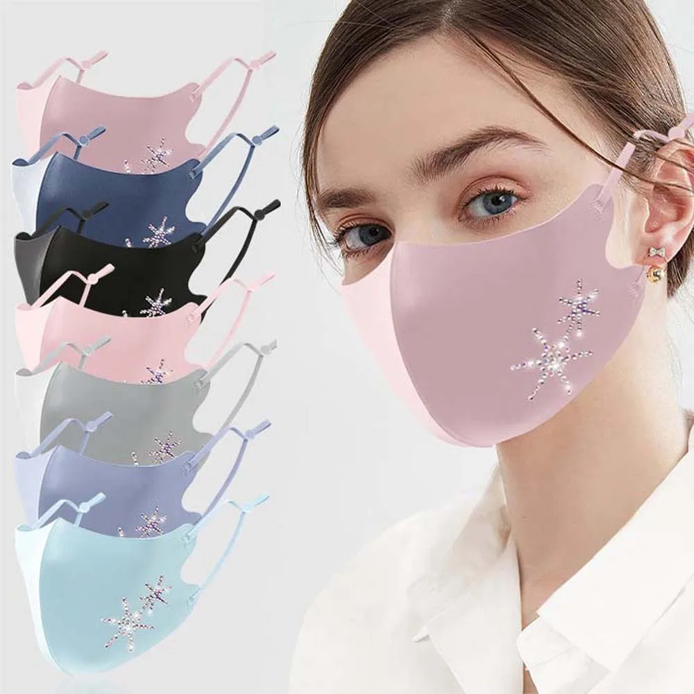 

Delicate Summer Anti Haze Anti-Dust Anti-Pollution Breathable Rhinestone Reusable Face Cover Dust Mask Health Care Face Mask