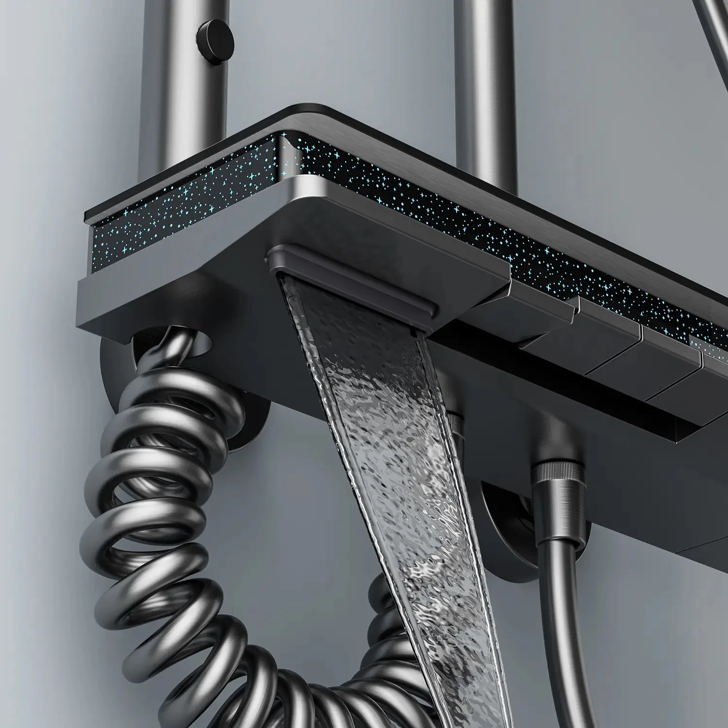 Moderno sistema de ducha digital con control táctil para una relajación de lujo: ideal para los propietarios tecnológicos en configuraciones de baño de primera calidad