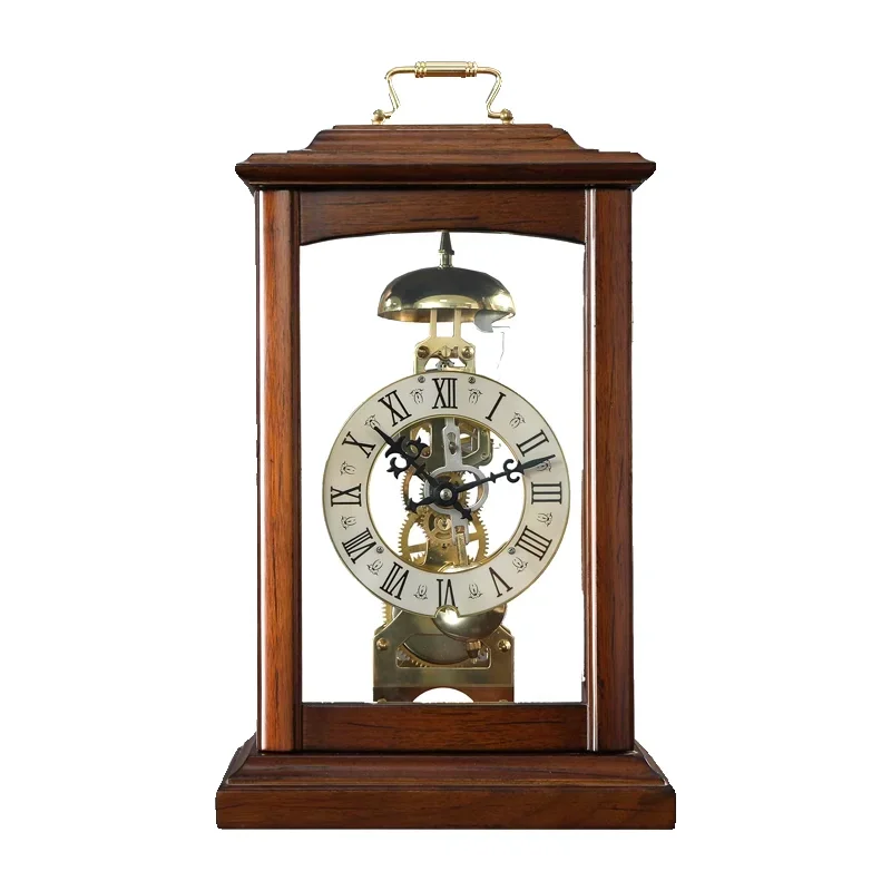 

Chinese living room home desktop clock ornament old-fashioned retro solid wood mechanical clock