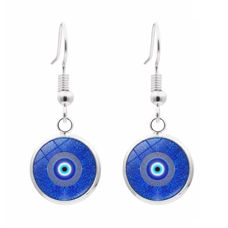 Spiritual Protection Round White Pink Blue  Evil Eye Leverback Drop Earrings For Women Teen Murano Glass Turkey