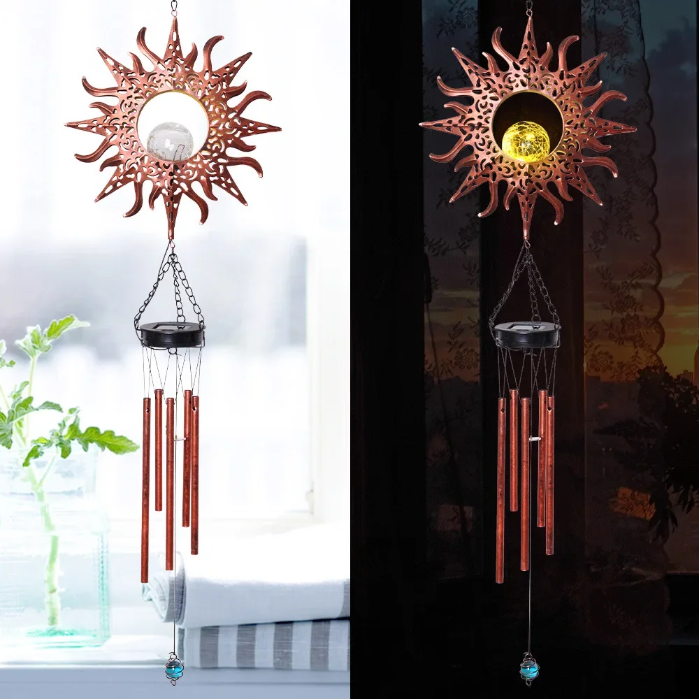 Solar Outdoor Courtyard Wind Chime Lamp Garden Landscape Decoration Lamp Lawn Outdoor Balcony New Strange Iron Hollow Sun Lamp
