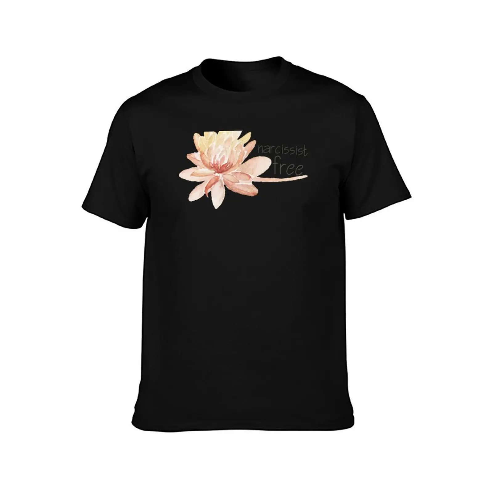 Narcissist Free watercolour flower empowering statement T-Shirt Summer Casual Cotton Tee Oversized Streetwear Tops