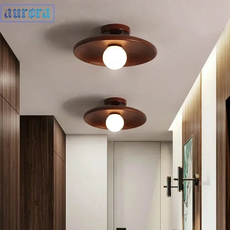 

Wooden Disc Led Ceiling Lamp Handcrafted Pendant Light Fixture Corridor Balcony Bedroom Living Room Cloakroom Entrance lighting