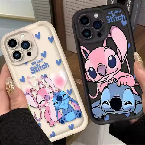 Cute Disney Stitch Angel Love Case For Samsung Galaxy S25 S23 S24 Ultra S22 S21 Plus FE S20 5G A55 A54 A35 A15 Cover