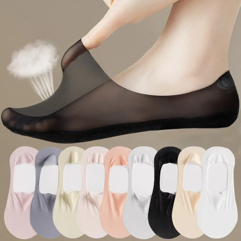 Summer Anti-slip Silicone Women Socks Thin Soft Cotton Sole Invisible Comfortable Thin Non-Slip Sock Mesh No Show Sock Slippers