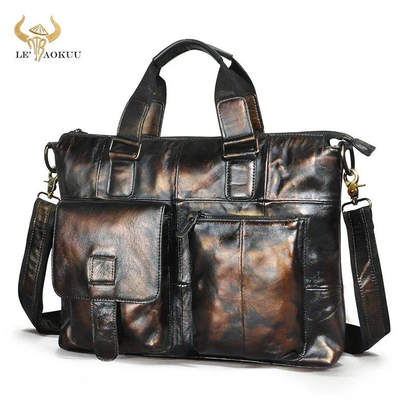 

Natural Leather Antique Design Travel Business Executive Briefcase Laptop Case For Men Messenger Portfolio Tote Bag B260