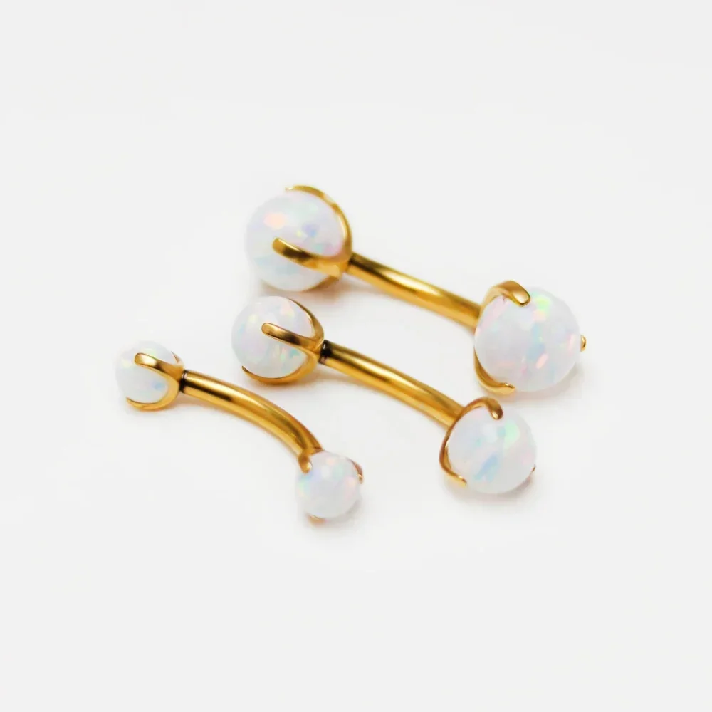 F136 Titanium Opal Eyebrow Piercing Curved Barbell Eyes Bulk Eyebrow Cartilage Ring Bite Labret Stud Tragus Piercing Wholesale