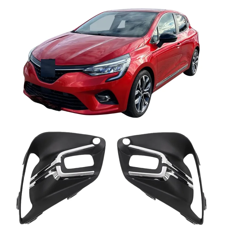 Ensemble de grilles de pare-chocs chromées pour feux antibrouillard avant, droite et gauche, pour Renault Clio V (5) 2019-2023 – Pour les versions haut de gamme
