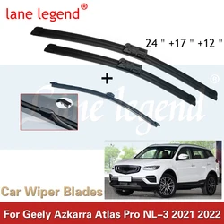 Lâminas de limpador de para-brisa dianteiro e traseiro de carro para Geely Azkarra 2021 2022 Atlas Pro NL-3 Acessórios Lâmina de limpador Cortador de escovas