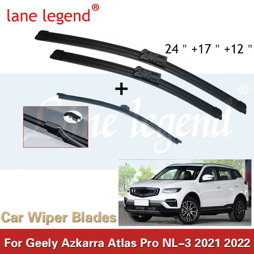 Imagen 1 del producto Escobillas de limpiaparabrisas delanteras y traseras para coche, accesorios de limpiaparabrisas para Geely Azkarra 2021 2022 Atlas Pro NL-3