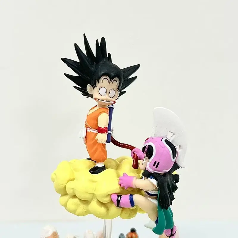11cm Anime Dragon Ball Figure Son Goku Chichi Scene Anime Model Toy Doll Desktop Ornaments Action Figure Pvc