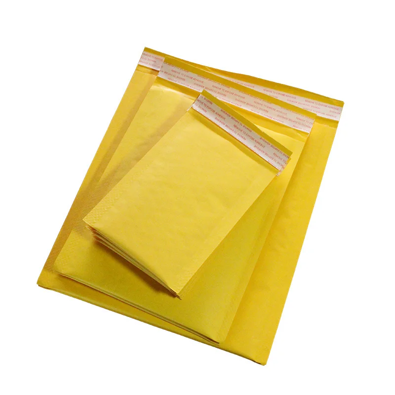 100Pcs Yellow Kraft Paper Bubble Envelopes Mailing Bags Padded Mailers Shipping Bags For Boutique Packaging Gift Wrap Pouch