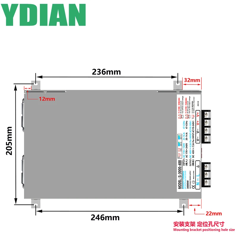 Dc 24V 36V 48V 60V 72V 110V Instelbare Schakelende Voeding Analoge Signaalregeling 110V 220V Ac Hoog Vermogen 3000W Pfc