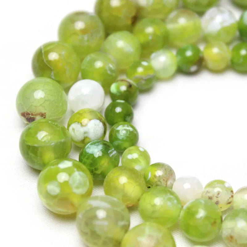 Natural Stone Green Chalcedony Fire Agates Smooth Round Loose Beads For Making DIY Jewelry Bracelet Necklace Pick Size 6 8 10 MM