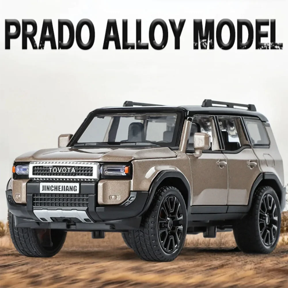 

1:32 LAND CRUISER PRADO, игрушки из сплава, литая под давлением модель автомобиля, 4 двери, открытый звук, свет, откатный внедорожник, подарки на день рождения для мальчика