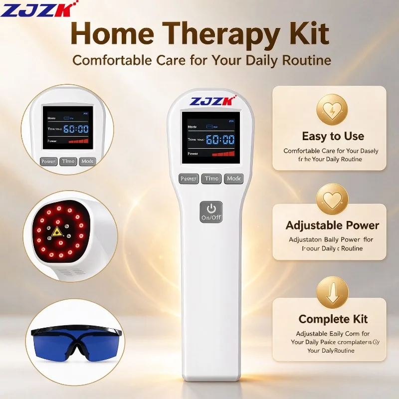 ZJZK Infrared LLLT Cold Laser Therapy Device 650nm 808nm Class IV Portable for Fibromyalgia Joint Muscle Fatigue Relief Home Use