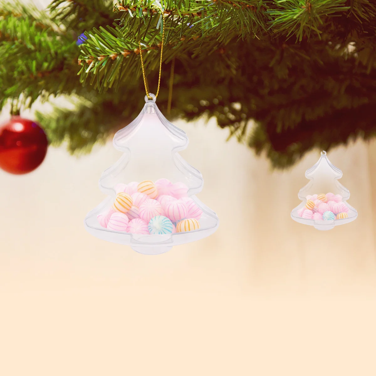 

Plastic Christmas Tree Shape Transparent Clear Ball Ornament Candy Confetti Fillable Decoration Wedding Party Home Hanging