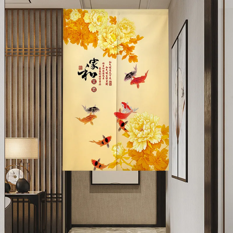 Feng Shui Chinese Door Curtain, Elegant Vintage Fabric Partition for Living Room & Bedroom, Home Entrance Decor