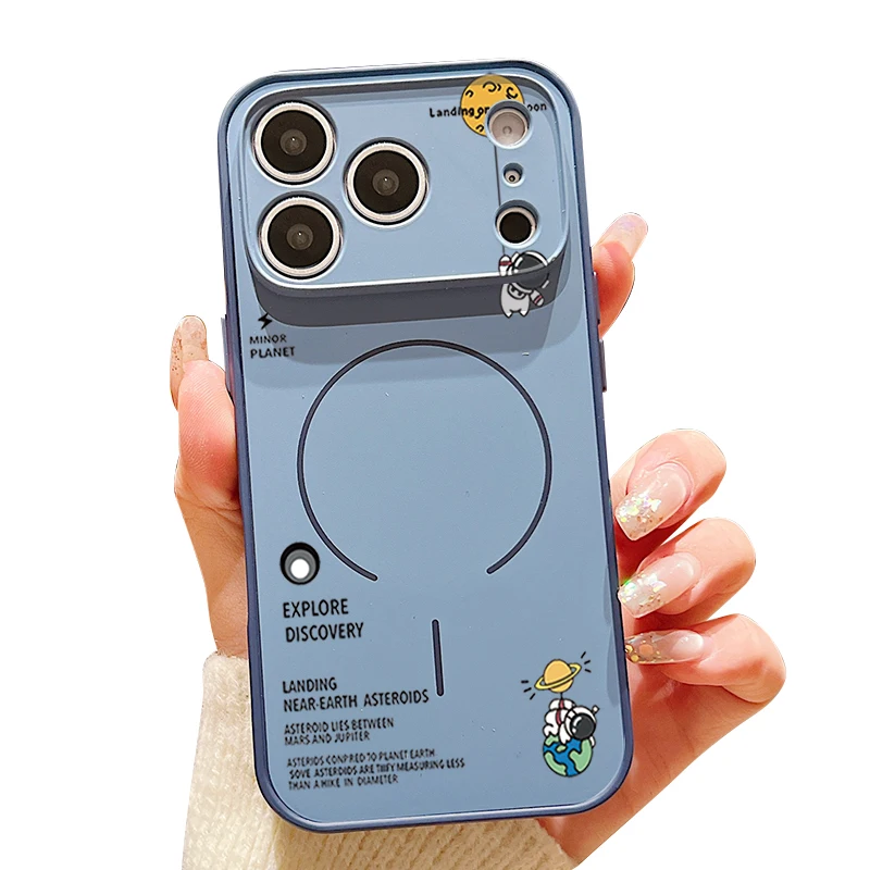 Hanging Astronaut Pattern Case For iPhone 17 Pro Max Magnetic For Magsafe Skin Feeling Cover For iPhone 16 18 Pro Max 15 14 13