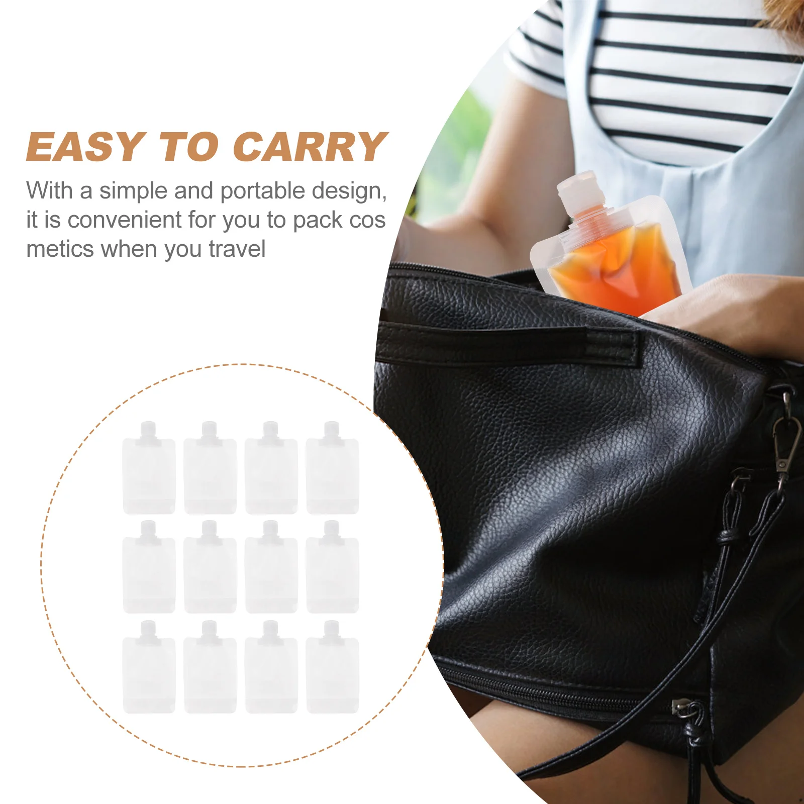 

12Pcs Storage Pouch Lotion Bag Refillable Leakproof Travel Pouch Portable Space-Saving Plastic Container