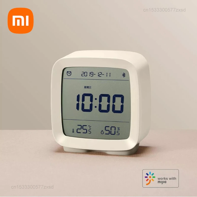 Xiaomi Cleargrass Qingping Bluetooth budzik wyświetlacz temperatury wilgotności LCD regulowany lampka nocna działa z aplikacją Mijia