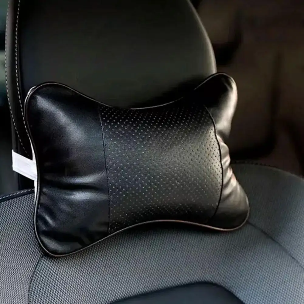 Car Neck Pillows PU Leather Headrest For Head Pain Relief Filled Fiber Universal Car Pillow