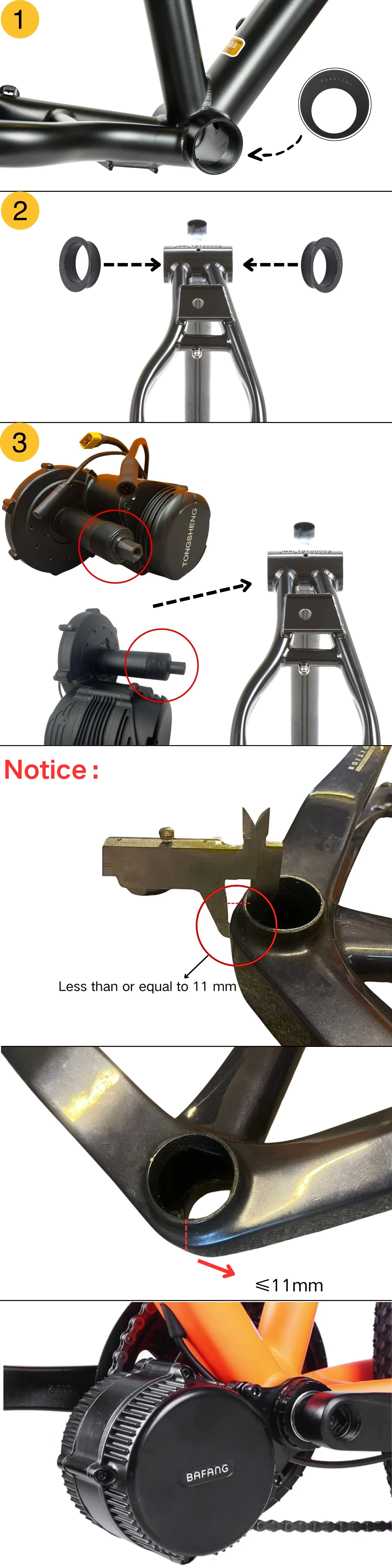 E-Bike Tretlageradapter, BB-Adapter zur Umwandlung Unkompatibler Tretlager für den Einsatz mit TSDZ2 und Bafang BBS Mittelmotoren – Detail 1