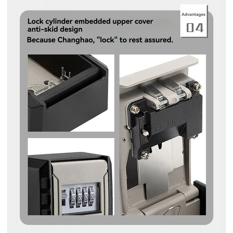 24-Hour Delivery 4 Digit Combination Key Box Wall Mounted Password Key Box Organizer Aluminum Alloy Key Storage Security Lock Ou