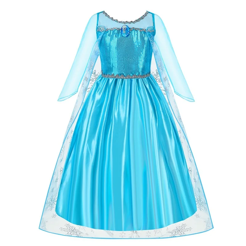 فساتين أميرات ديزني إلسا بأكمام طويلة فستان بناتي للأطفال أزياء ملكة الثلج المجمدة كرنفال فساتين حفلات أعياد الميلاد
