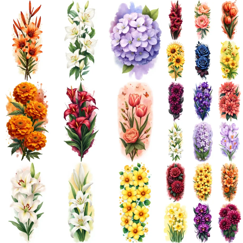 9pcs Temporary Tattoo  Colorful Realism  Butterfly Stickers Flower Stickers for Adult arms back