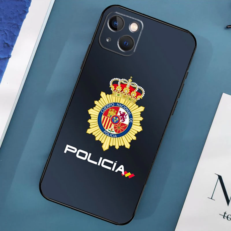 Spain National Police Logo Phone Case For iPhone 16 15 14 Pro Max 11 13 12 Mini X XR XS Max Plus Cover Capa