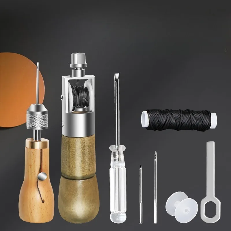 Hand-Nähwerkzeug-Set aus Leder, manuelles DIY-Nähset mit Fäden, professionelles Leder-Bastelzubehör für Lederhandwerk