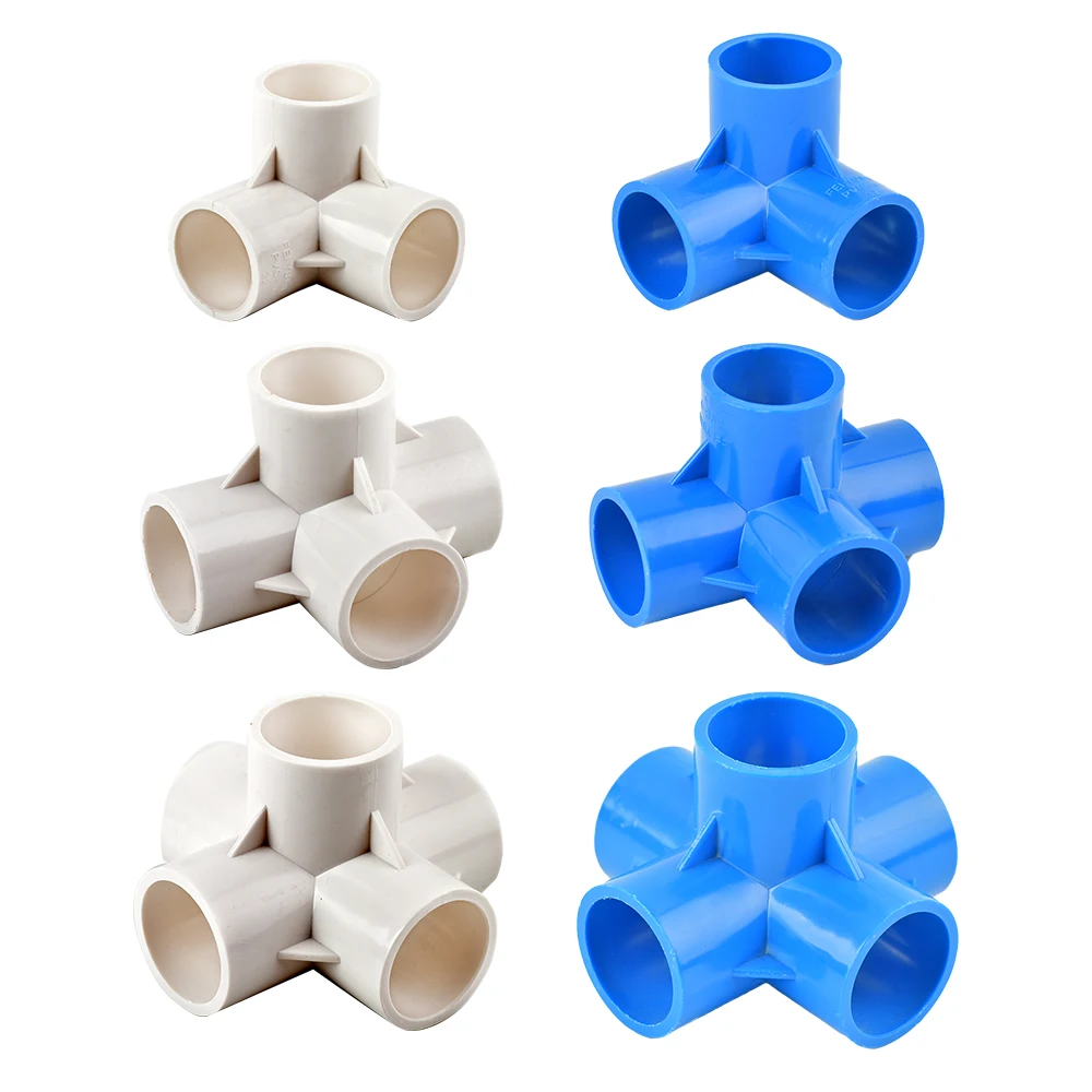 20/25/32mm Blue White PVC Pipe Fittings Straight Elbow Tee Cross Connector 1/2 3/4 1inch Water Pipe Adapter 3 4 5 6Ways Joints