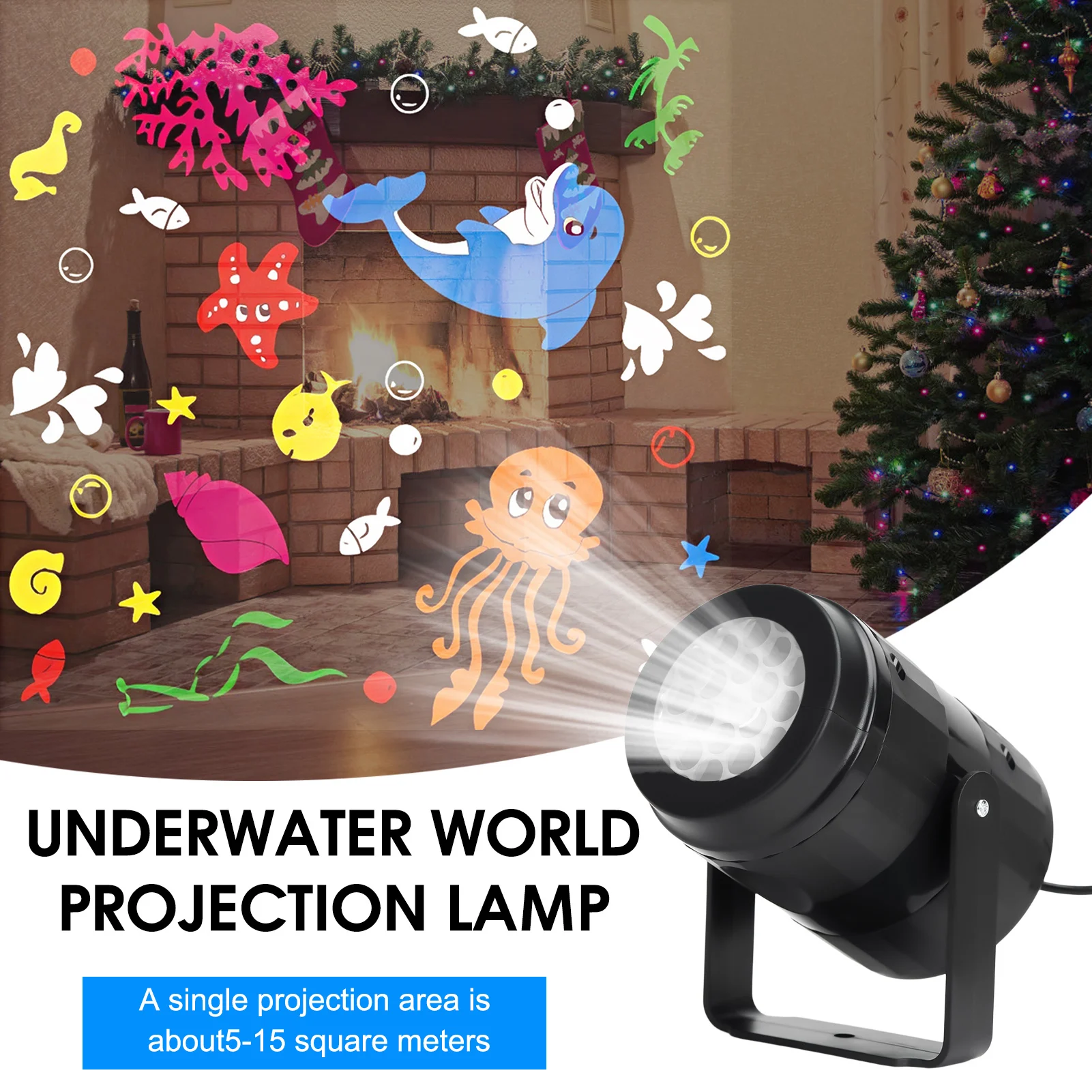 

Holiday Lighting spotlight Underwater World Theme Indoor Projector Lamp Rotatable High-Definition Snow Projector