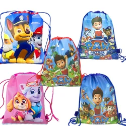 Paw Patrol-bolsa de viaje con cordón para niños, paquete no tejido, almacenamiento de bolsillo, bolsa de compras de tela, mochila, suministros de fiesta