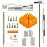 39Pcs Watch Repair Tool Set Watch Link Band Slit Strap Bracelet Chain Pin Remover Adjuster Tool Kit for Professional Watchmaker