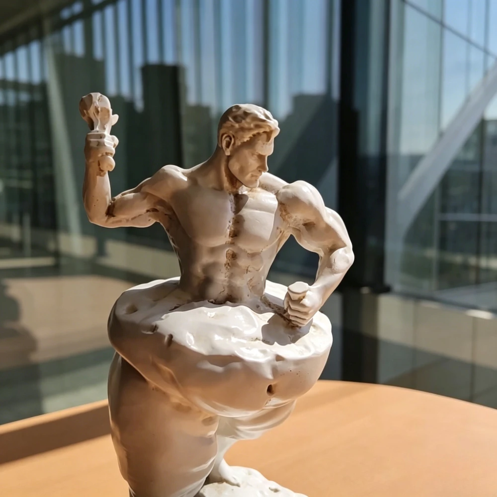 Body Sculpture Self-Motivation Muscle Man Statue Resin Fitness Figurine Desk Ornament Special Gift for Weight Loss Friends